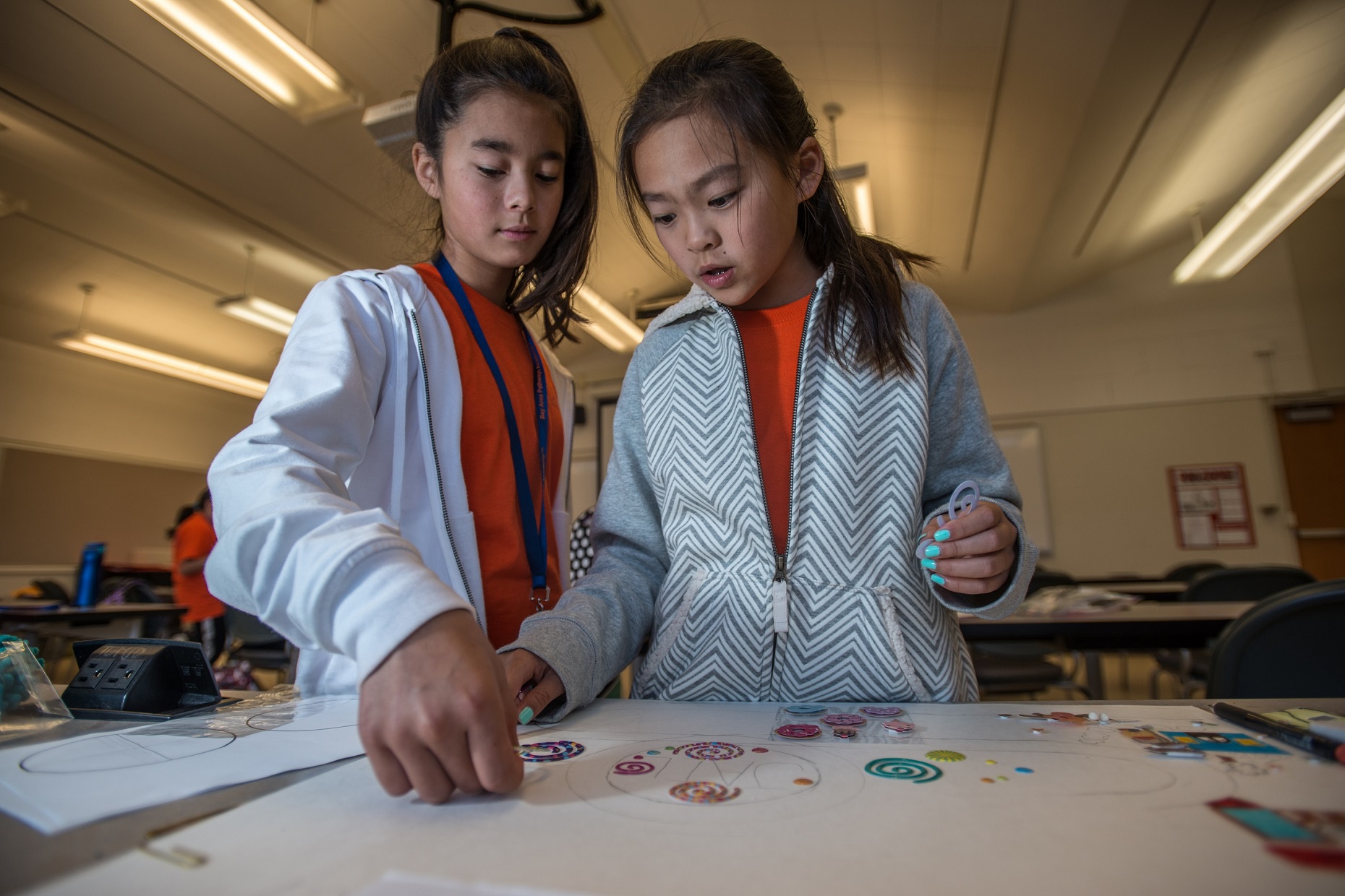 two girls in class