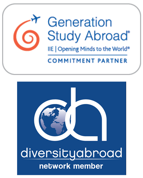 Logos for Generation Study Abroad, a commitment parntner and diversityabroad