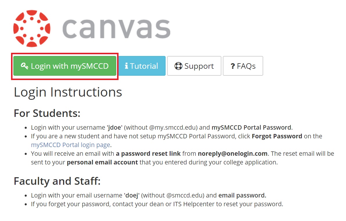 How to Log in to Canvas Canvas San Mateo County Community College 