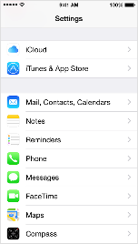 iOS Settings Screen