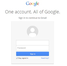 Google login screen