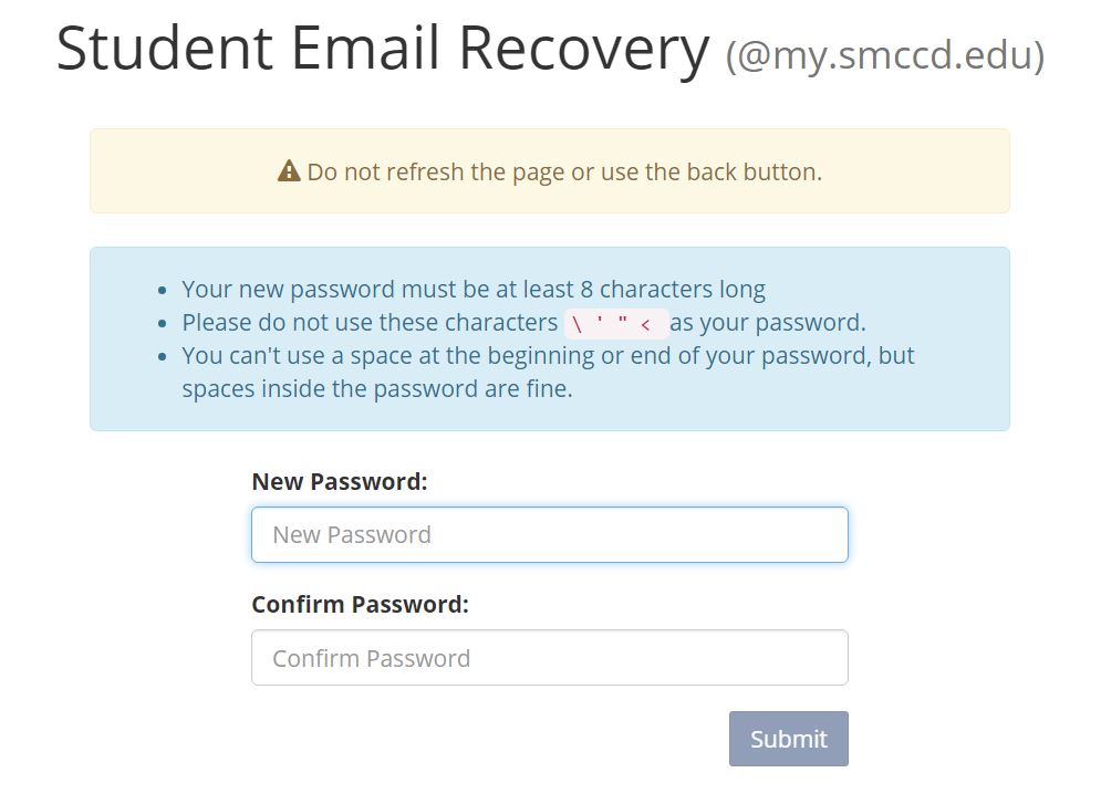 Student Email Password Recovery Student Email San Mateo County