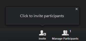 'Invite' button in Zoom's bottom toolbar