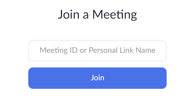 Prompt to enter information to join a Zoom meeting