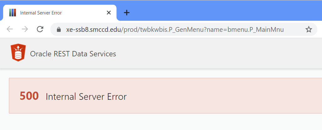 500 Internal Server Error page
