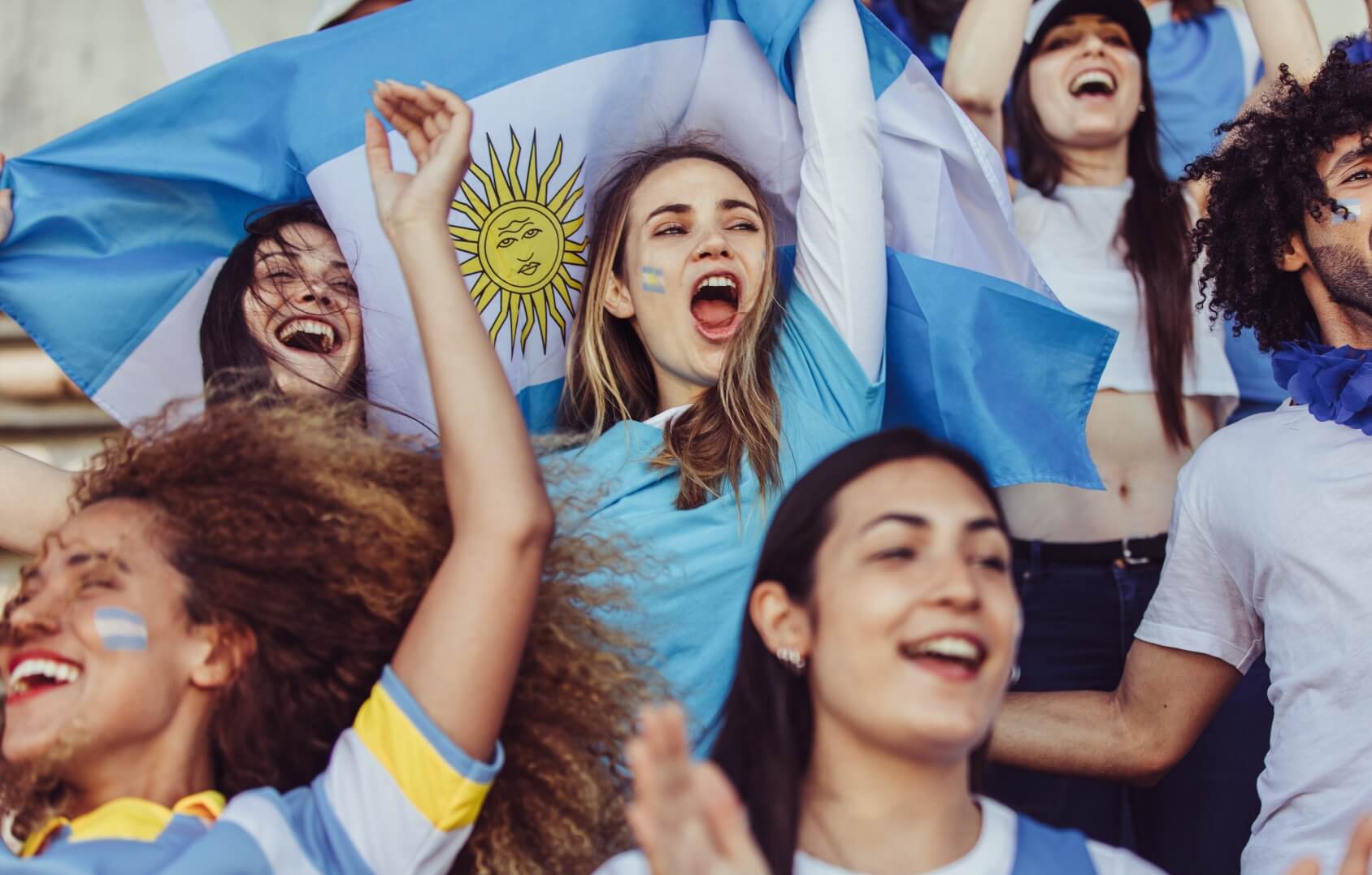 Argentina Futbol Fans with a Flag