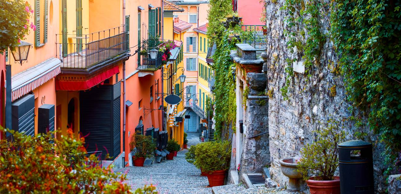 Milan, Italy Famous stone stairs in Milan, Italy