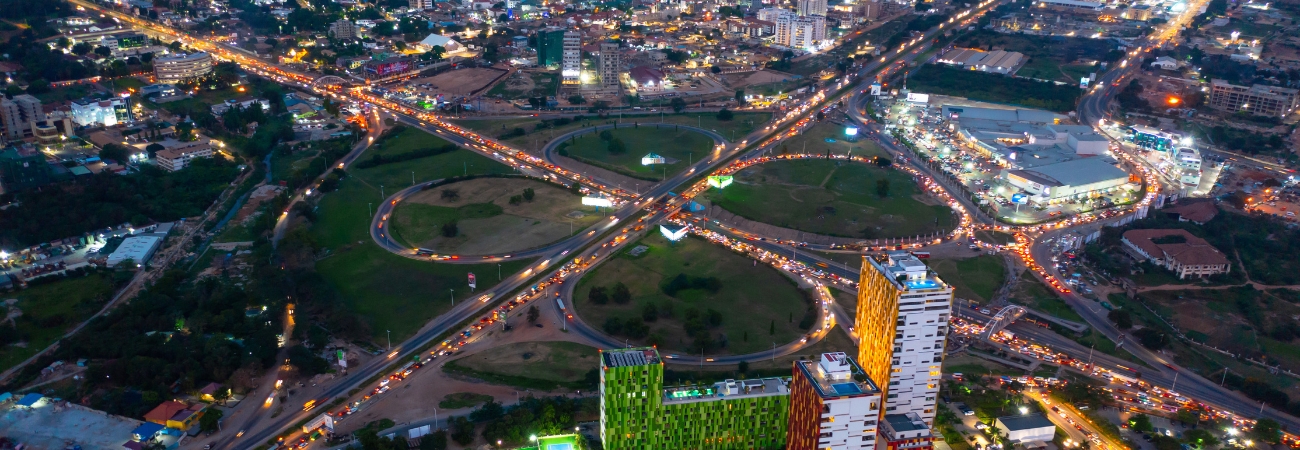 Accra, Ghana at dusk